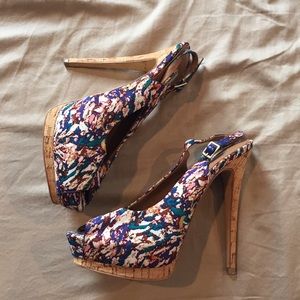 Multi-color Steve Madden platform heels